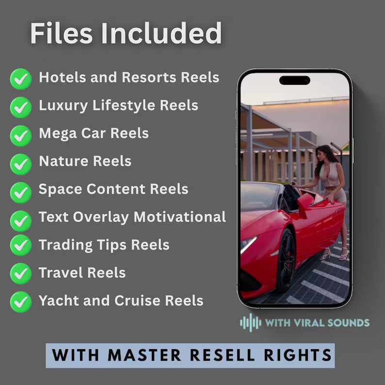 😍💸 30,000+ Viral Ultra Luxury Reels MegaKit 🤑🔥 + PLR + MRR License + 10XBonuses 🚀🚀